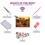 African Safari Adventure diamond painting kit contents shown together