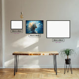 Aquarius' Cosmic Vision diamond painting displayed in a room setting