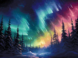Aurora Borealis artwork shown as a completed diamond painting preview