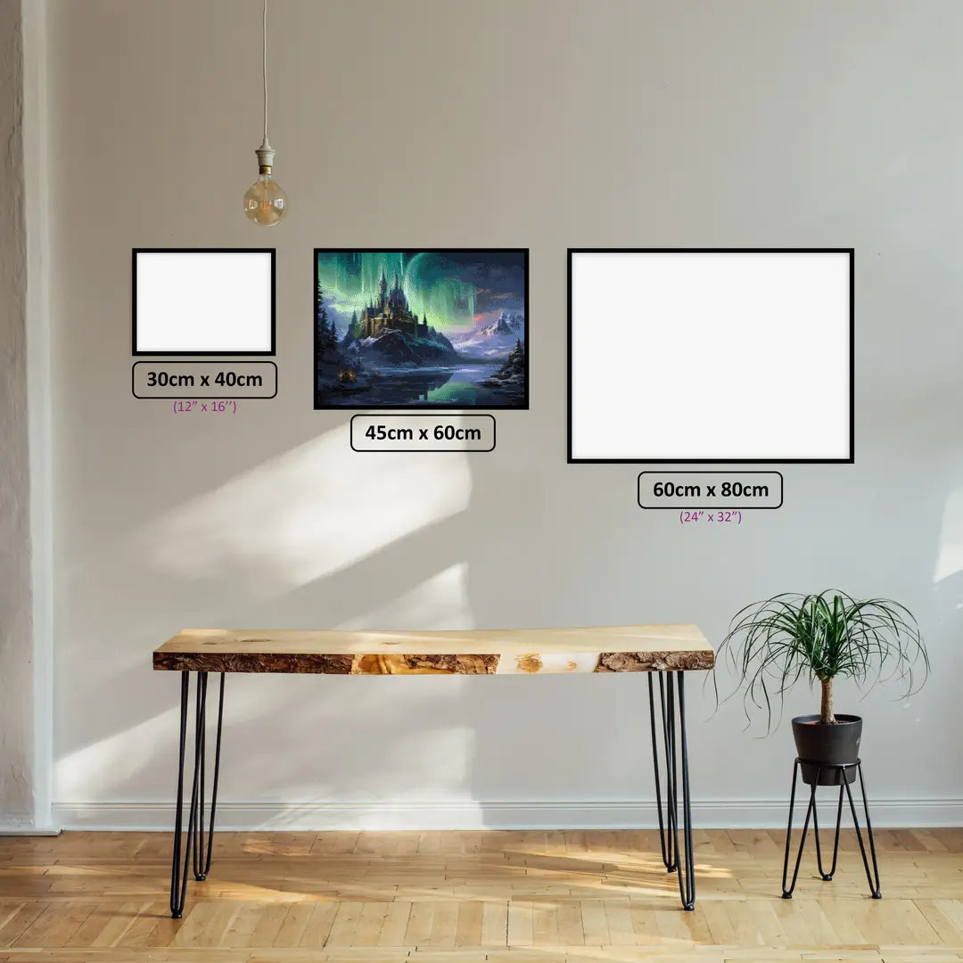 Aurora Fortress diamond painting displayed in a room setting