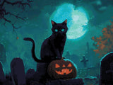 Black Cat Midnight artwork shown as a completed diamond painting preview