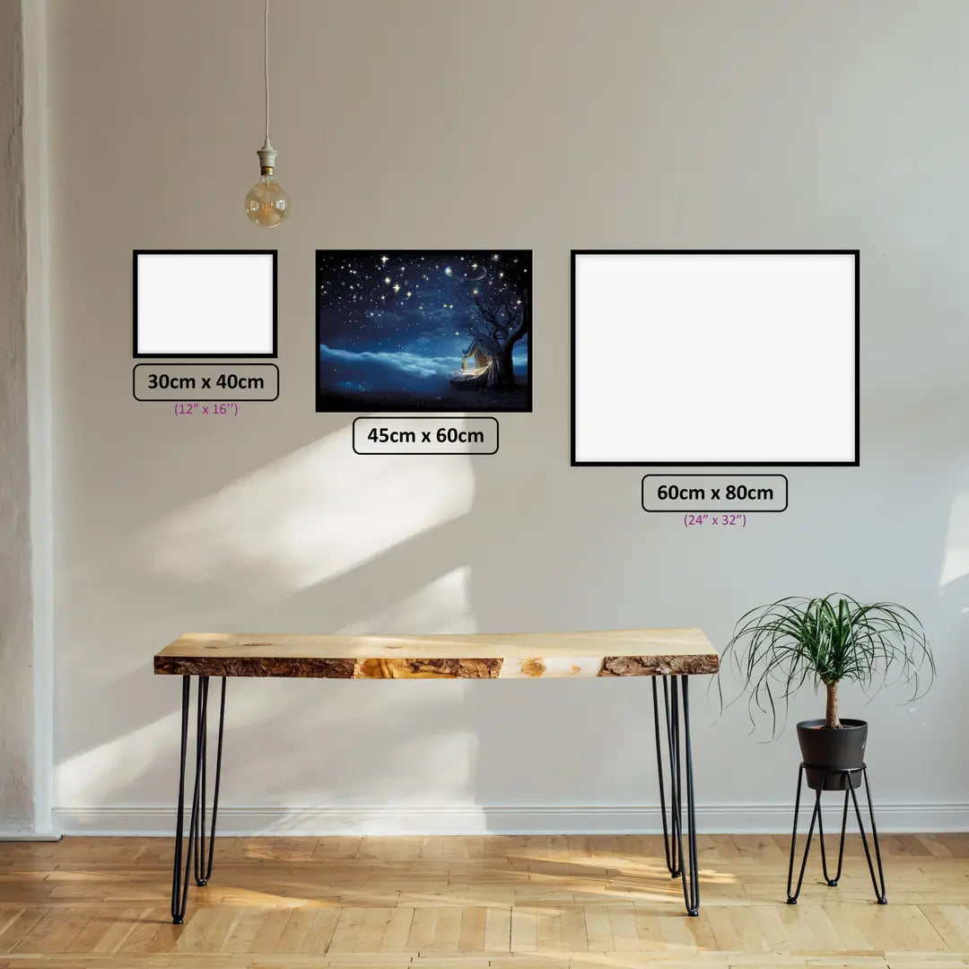 Cancer's Lunar Dreams diamond painting displayed in a room setting