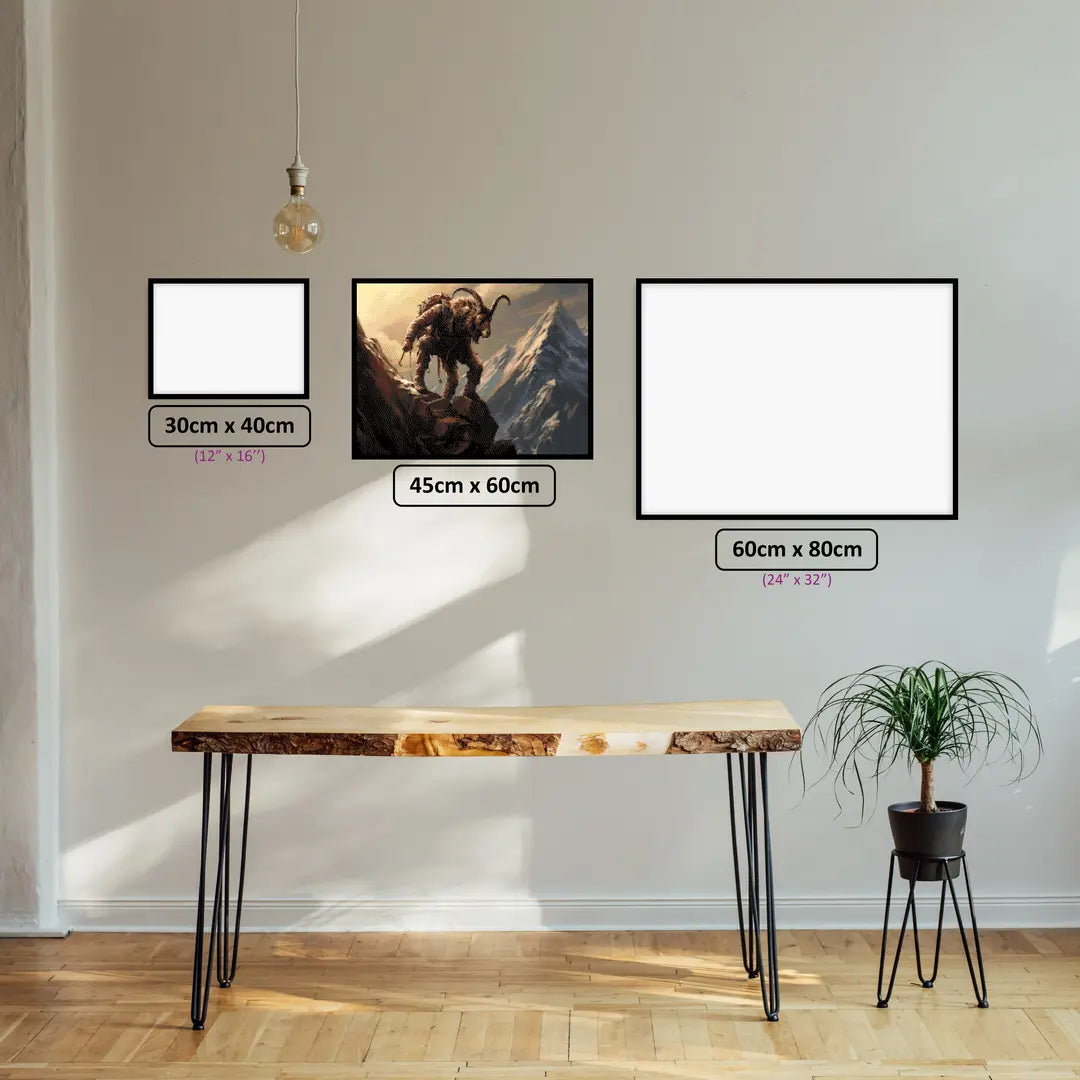 Capricorn's Mountain Ascent diamond painting displayed in a room setting