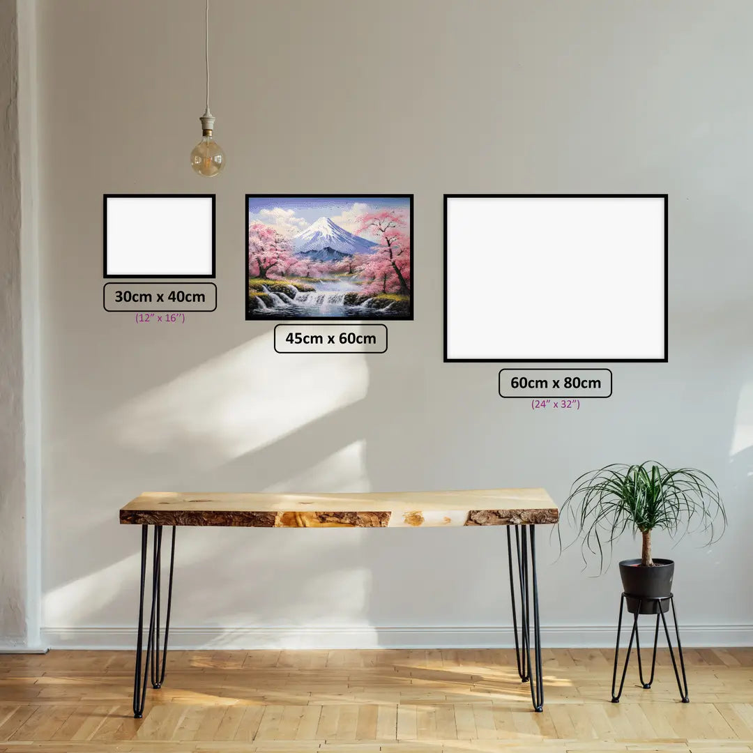 Cherry Reverie diamond painting displayed in a room setting