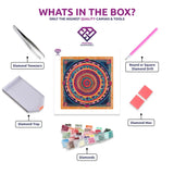 Cultural Mandala Fusion diamond painting kit with canvas, drills, tray, pen and wax