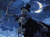 Dancing Skeleton Night artwork shown as a completed diamond painting preview