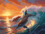 Dolphin Ballet artwork shown as a completed diamond painting preview