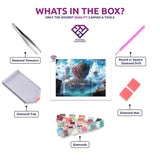 Dreamland diamond painting kit contents shown together