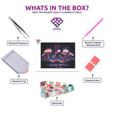 Enchanted forest diamond painting kit contents shown together