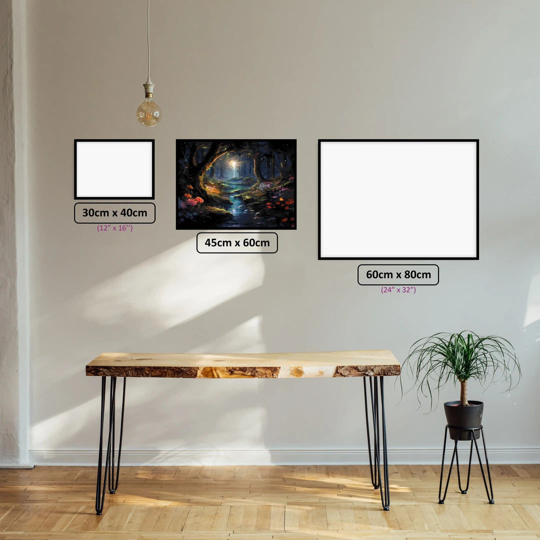 Enchanted Glade diamond painting displayed in a room setting