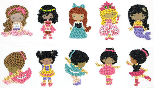 Fairytale princesses and mermaids diamond painting sticker kit for kids