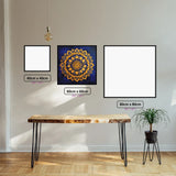 Golden Mandala Glow diamond painting displayed in a room setting