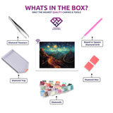 Great Wall in Starry Splendour diamond painting canvas with tweezers, applicator pen, tray, wax and coloured drills