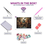 Greek Mythology diamond painting kit contents shown together
