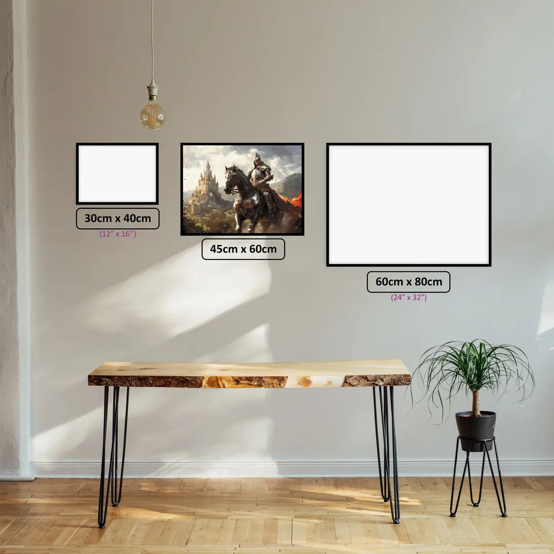 Heroic Knight diamond painting displayed in a room setting
