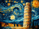 tall, slightly leaning cylindrical tower