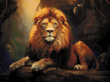 Leo's Regal Majesty artwork shown as a completed diamond painting preview