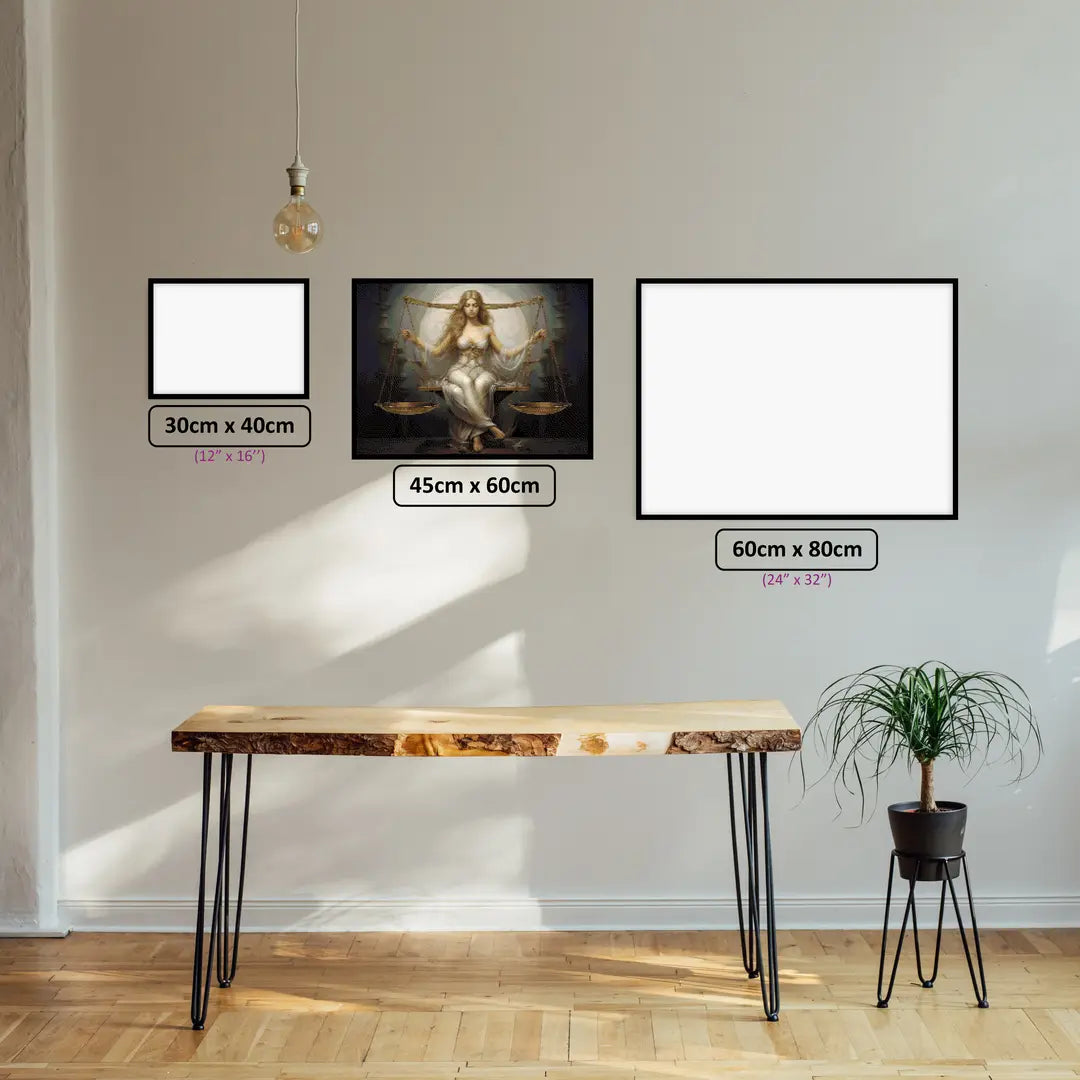 Libra's Balance of Beauty diamond painting displayed in a room setting