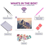 Machu Pichu Pastels diamond painting kit contents shown together