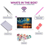 Melbourne Cricket Ground diamond painting kit contents shown together