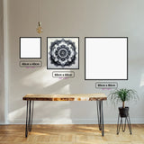 Monochromatic Geometric Mandala diamond painting displayed in a room setting