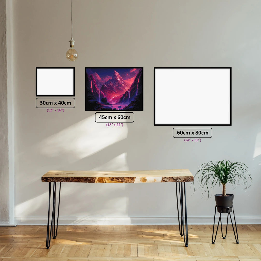 Mystical Mountain Range diamond painting displayed in a room setting