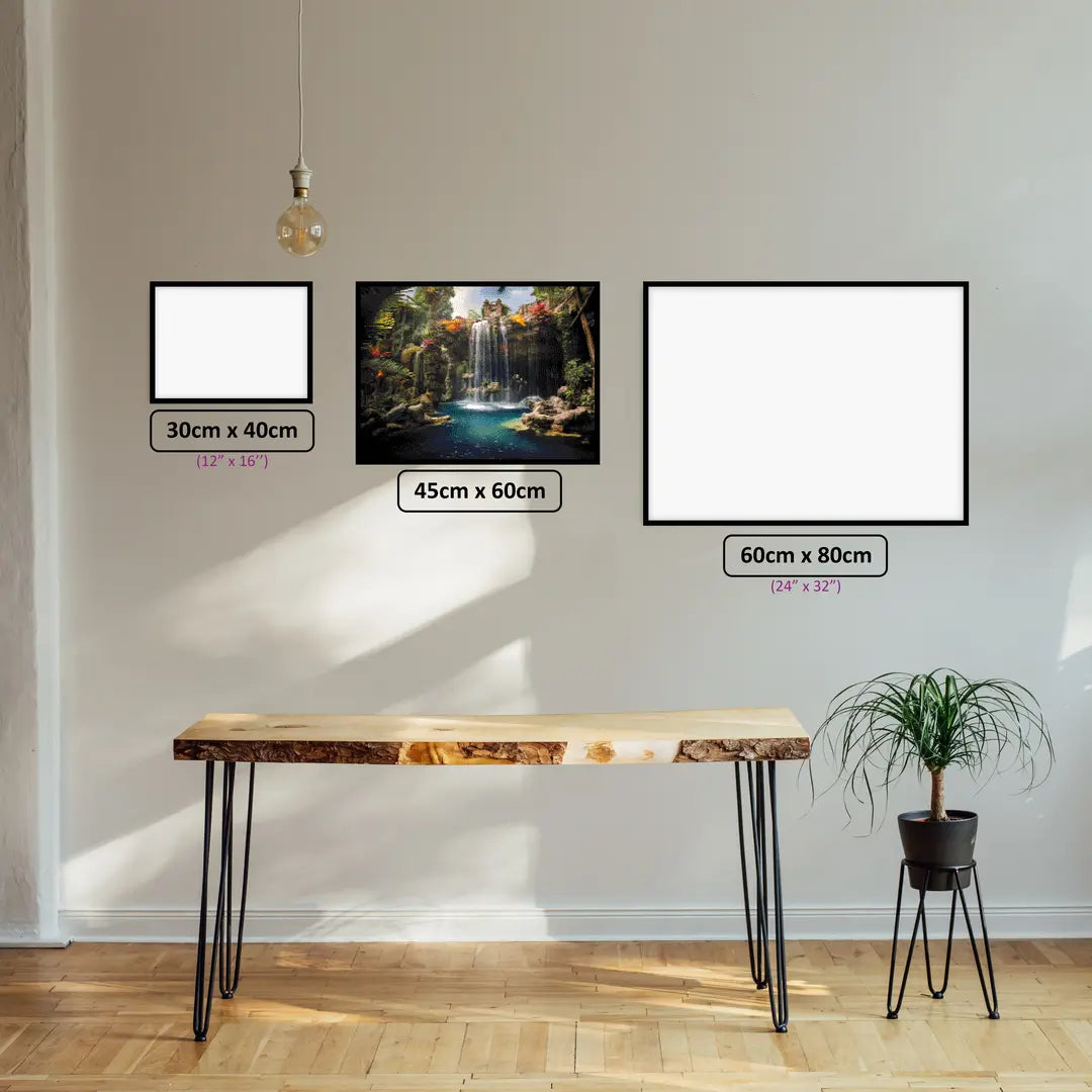 Oasis diamond painting displayed in a room setting