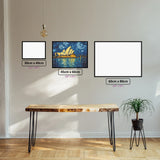 Opera House Nightfall diamond painting displayed in a room setting