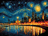 Perth City Lights artwork shown as a completed diamond painting preview
