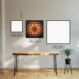 Petal Mandala Radiance diamond painting displayed in a room setting