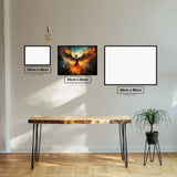 Phoenix Rebirth diamond painting displayed in a room setting