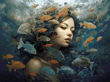 Pisces' Ocean Dreams artwork shown as a completed diamond painting preview