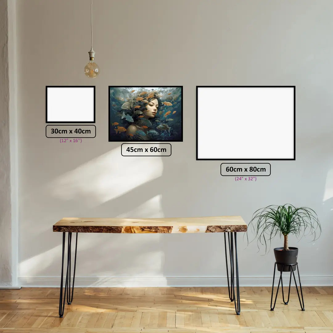 Pisces' Ocean Dreams diamond painting displayed in a room setting