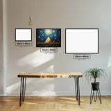 Pyramids Under a Starry Veil diamond painting displayed in a room setting