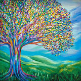 Rainbow Tree artwork shown as a completed diamond painting preview