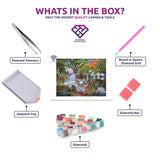 Rainforest Tiger diamond painting kit contents shown together