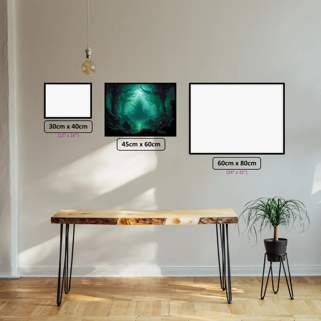 Scorpio's Mystical Depths diamond painting displayed in a room setting