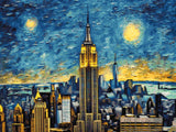 Starry Empire State artwork shown as a completed diamond painting preview
