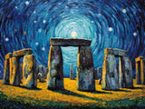 Starry Mystique of Stonehenge artwork shown as a completed diamond painting preview