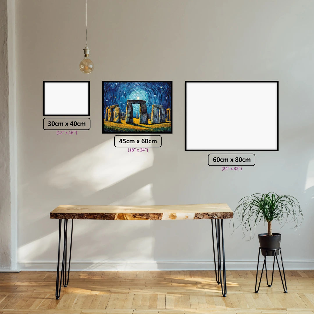 Starry Mystique of Stonehenge diamond painting displayed in a room setting