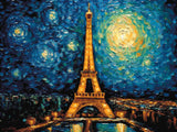 Starry Parisian Nights artwork shown as a completed diamond painting preview