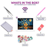Taj Mahal Radiance diamond painting kit contents shown together