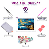 Tasmanian Twilight diamond painting kit contents shown together