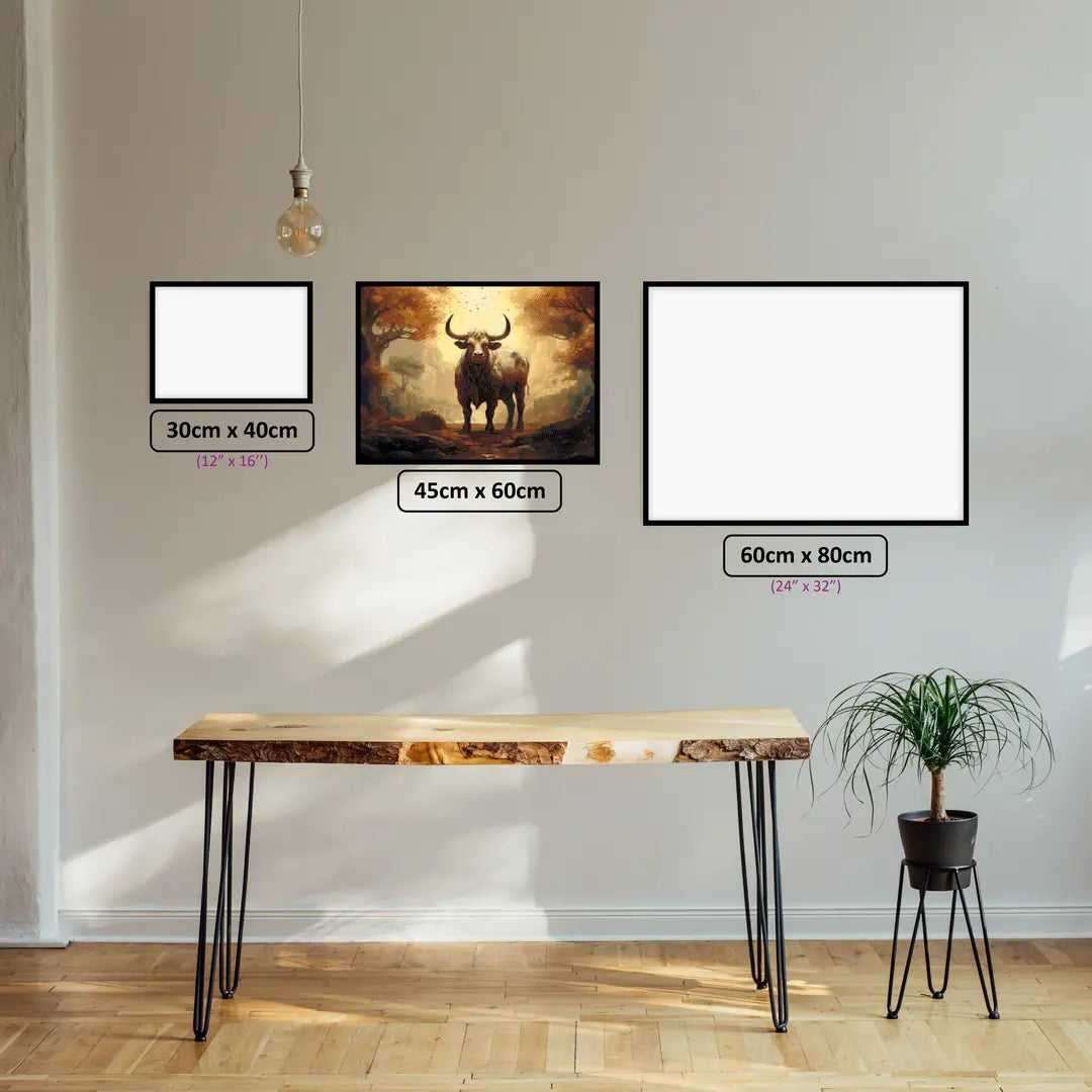 Taurus' Earthly Beauty diamond painting displayed in a room setting