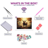 Taurus' Earthly Beauty diamond painting kit contents shown together