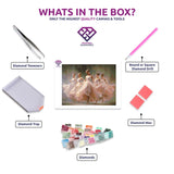 The Ballet diamond painting kit contents shown together
