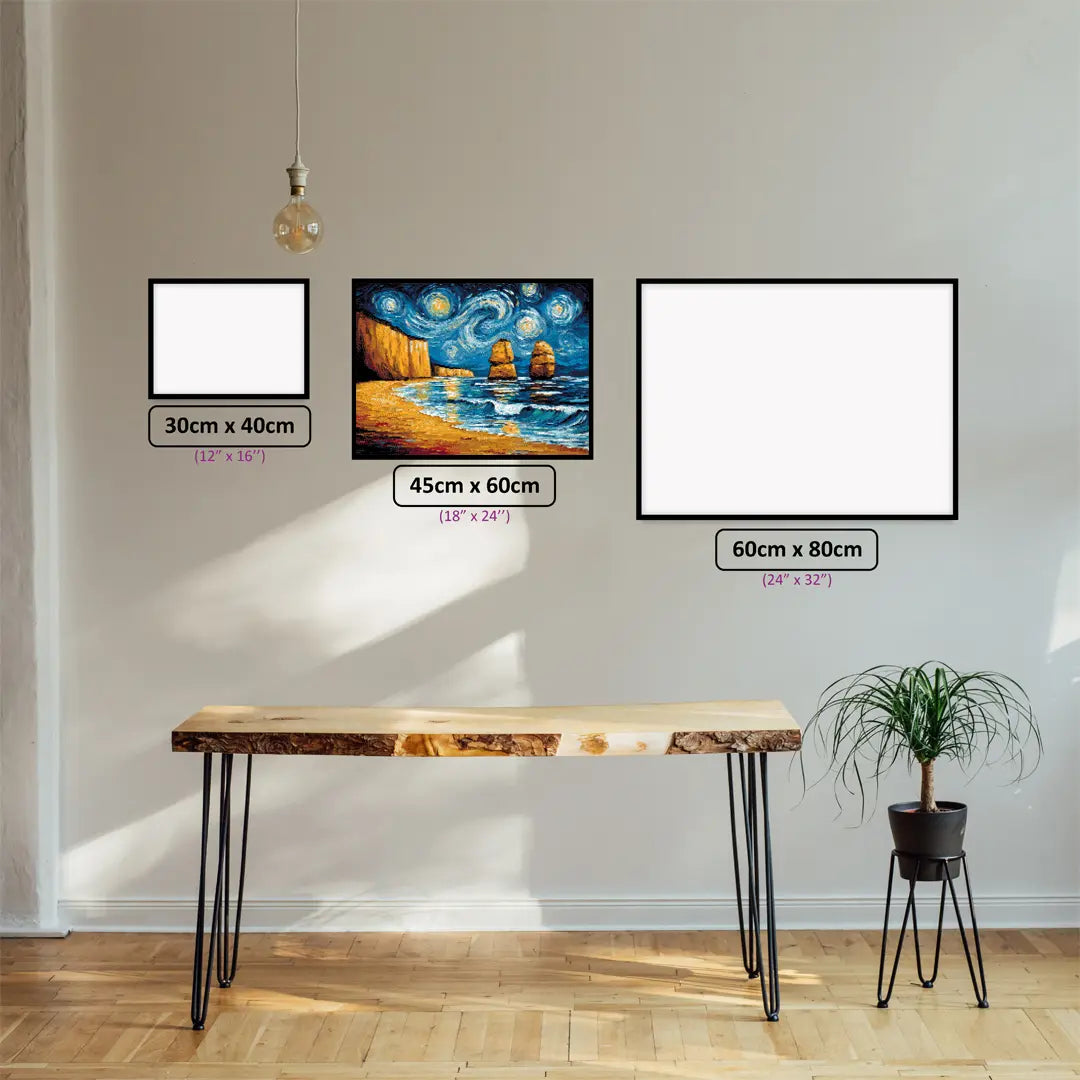 Twelve Apostles diamond painting displayed in a room setting