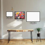 Vibrant Floral Bouquet diamond painting displayed in a room setting