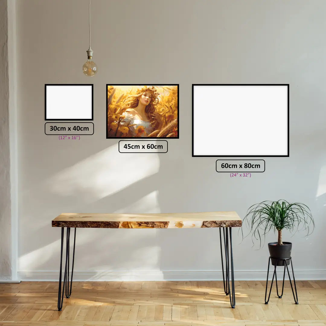 Virgo's Harvest Abundance diamond painting displayed in a room setting