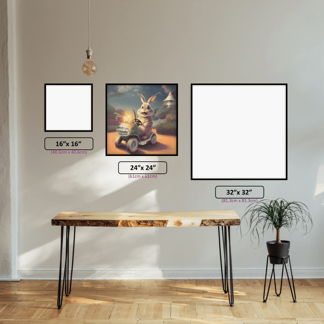 Easter Bunny on a Tractor - 5D Diamond Painting Kit